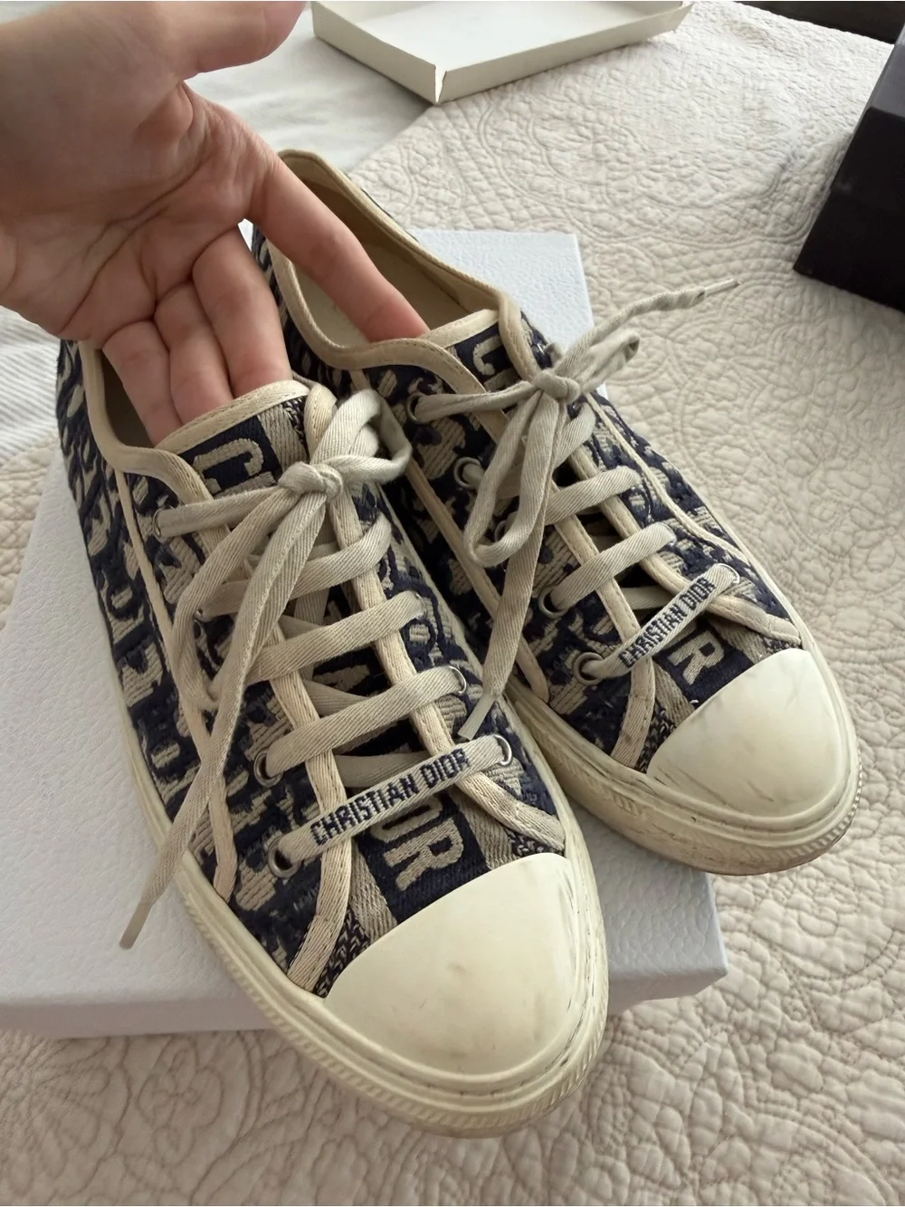Dior White Box with Gold Logo and Deep Blue Label